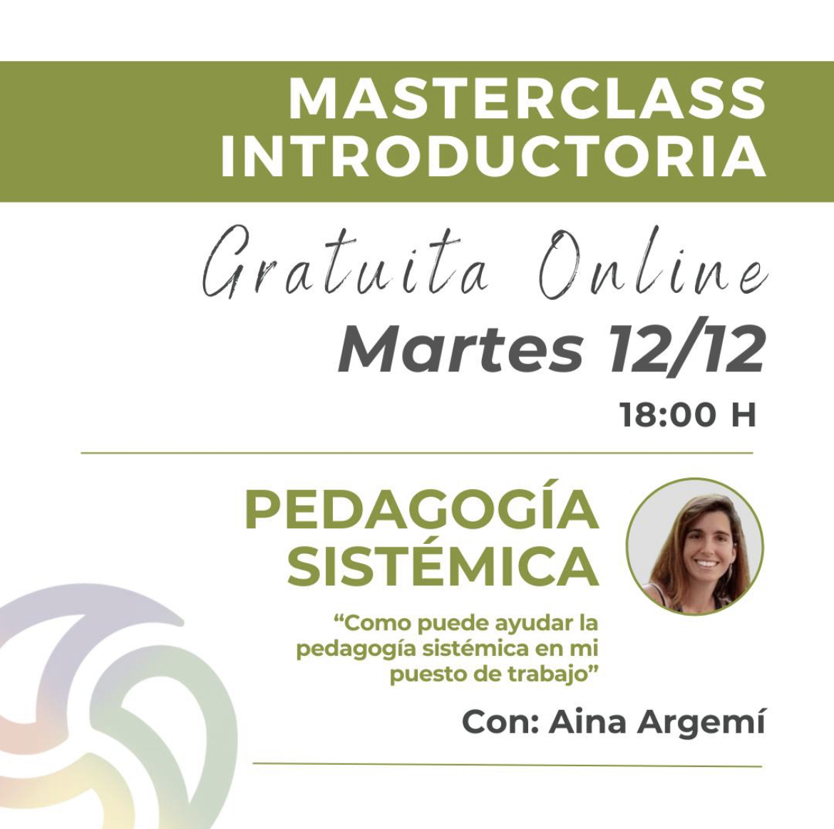 Masterclass Pedagogia Sistemica 12 diciembre 23